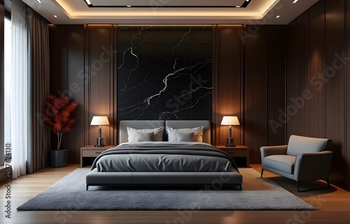 Stylish Bedroom Interior with Neatly Made Bed