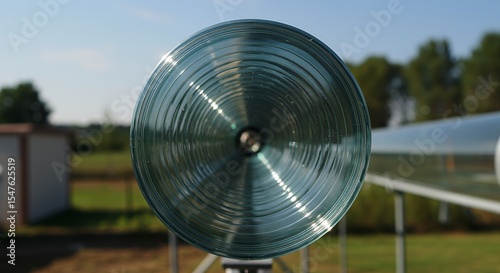 Concentrating Solar Power: Close-up of a Fresnel Lens Focusing Sunlight photo