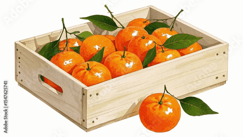Citrus Crate Wooden box for oranges isolated watercolor vector illustration svg