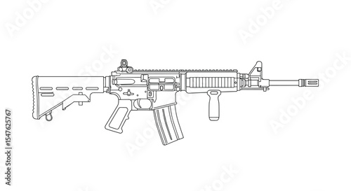 Vector illustration of an assault rifle modern firearm for weaponry design