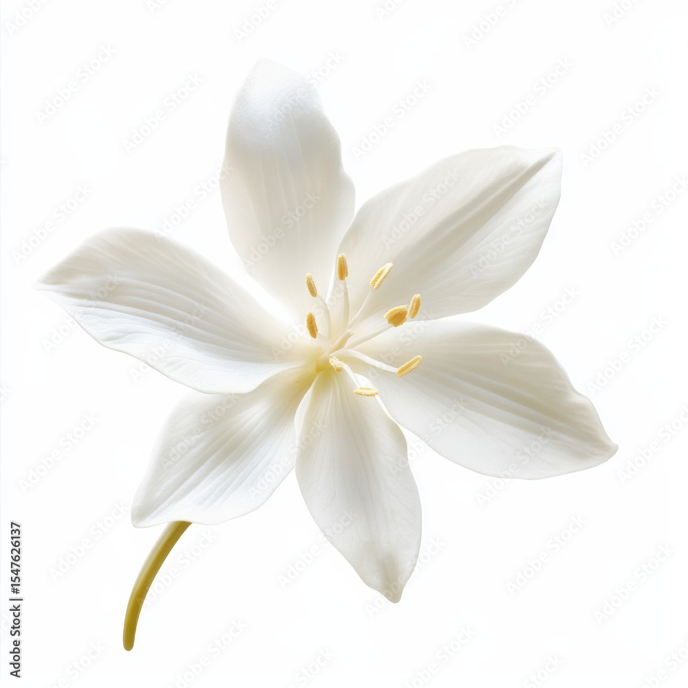 Fototapeta premium Delicate White Orchid with Slender Petals on a Soft Background