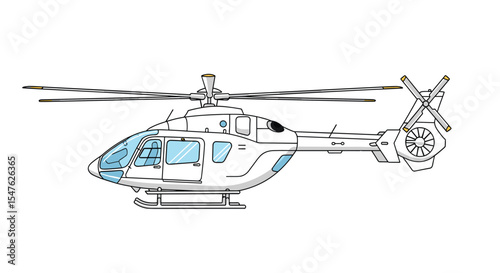 Helicopter isolated vector illustration aviation transport rotorcraft flying airplane air vehicle sky