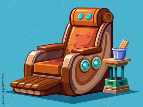 vector of A brown chair equipped with a massager, with this chair you can relieve any part of your body that is tired by massaging it on a transparent background.