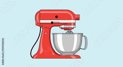 Vibrant kitchen mixer in vector illustration style a baking essential art