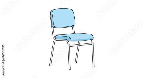 Blue chair with metal frame flat design vector illustration object isolated on white