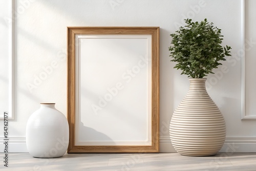 Frame Mockup , Modern Wall in Living Room Interior – ISO A Paper Poster Size, 3D Render Design