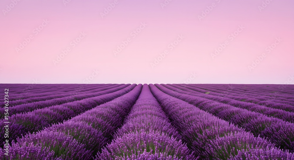 Fototapeta premium Serene Lavender Fields at Sunrise A Stunning Purple Panorama