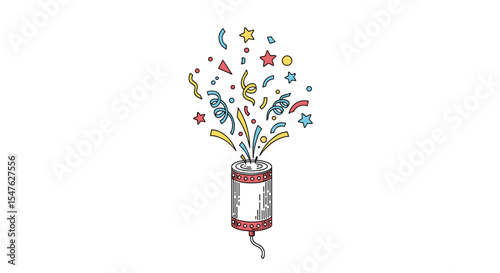Exploding party popper celebration vector illustration celebration party design festivity joyful occasion happiness