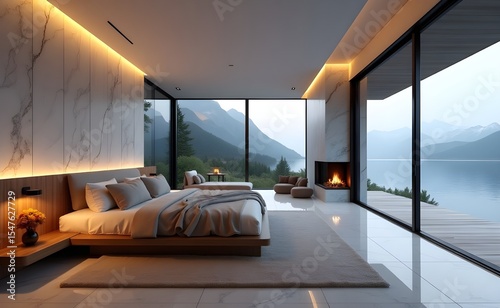 Minimalist Bedroom Interior with Bed Focus