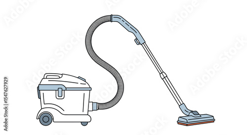 Vector illustration of modern cylinder vacuum cleaner for cleaning dirt and dust in home