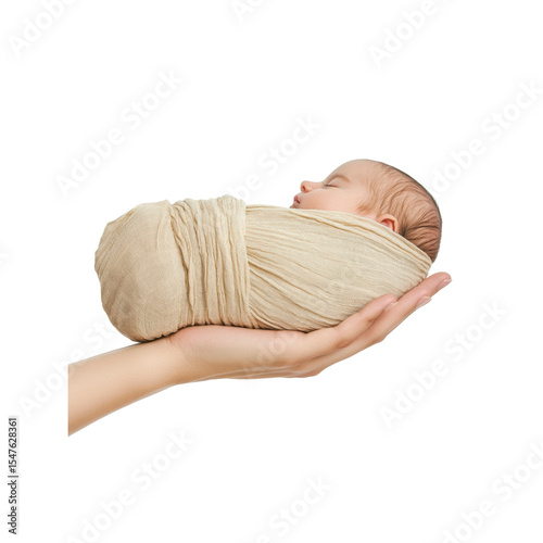 Newborn Baby Sleeping Peacefully in a Loving Hand
