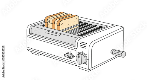 Vintage toaster vector graphics with toast slices perfect for kitchen design projects
