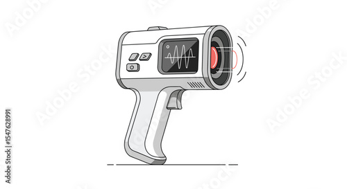 Vector illustration of an isolated thermometer gun for measuring body temperature and fever