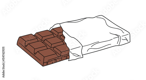 Vector art piece of chocolate bar in foil wrapper ready for enjoyment
