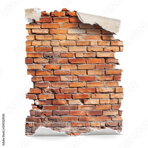Isolated Classic Red Brick Wall with White Background Texture
