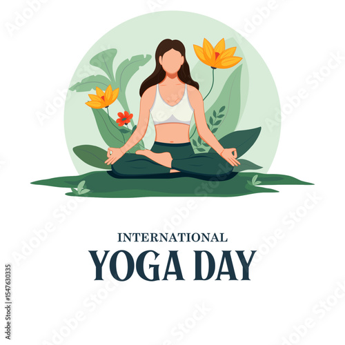 woman doing yoga pose on poster design for celebrating International Yoga Day