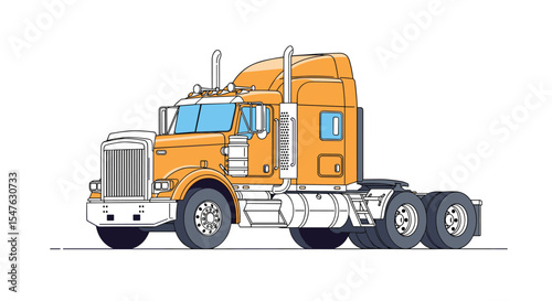 Vector illustration of a truck in orange with white trim detailed design