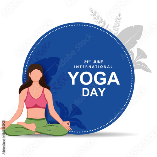 woman doing yoga pose on poster design for celebrating International Yoga Day