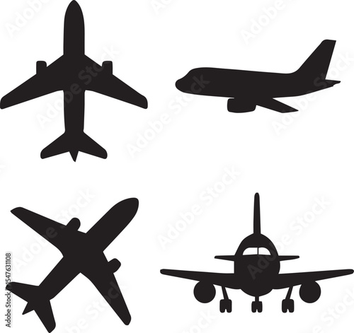 airplane silhouettes set