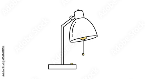 Vector art of minimalist desk lamp illustration in linear style on white background