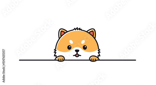Cute shiba inu puppy peek a boo vector illustration design template for print