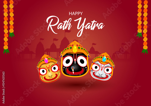Rath Yatra Chariot Festival of Hindu God Lord Jagannath celebrated in Odisha India