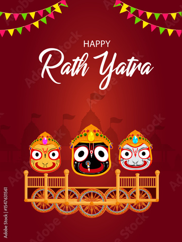 Rath Yatra Chariot Festival of Hindu God Lord Jagannath celebrated in Odisha India