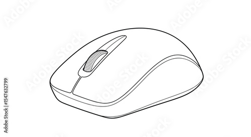 Vector illustration of a computer mouse black and white outline design for creative projects