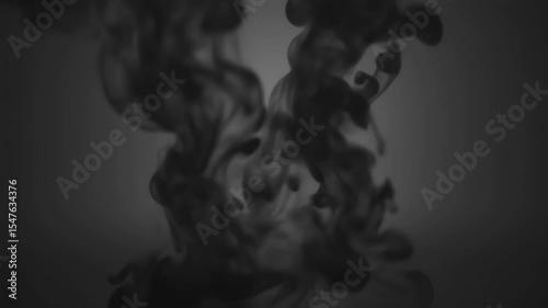Abstract Black Ink Diffusion, Dynamic Fluid Motion in Monochrome.