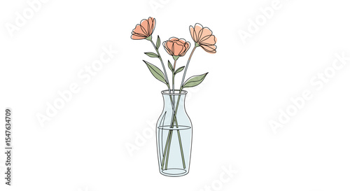 Elegant vector illustration of flowers in vase with modern aesthetic for wallpapers decoration
