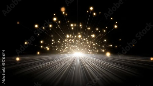 Radiant light burst with glowing particles and radiant beams creating magical glow beam effect