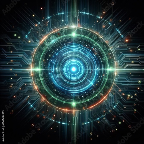 Futuristic blue and green elements