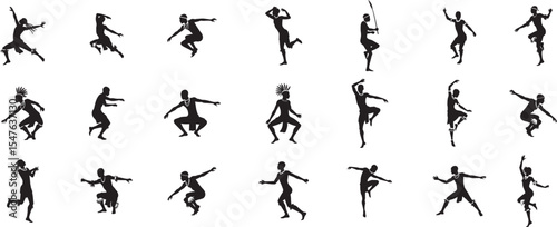 Silhouette african dancers vector art illustration tribal dance traditional cultural performance vector
