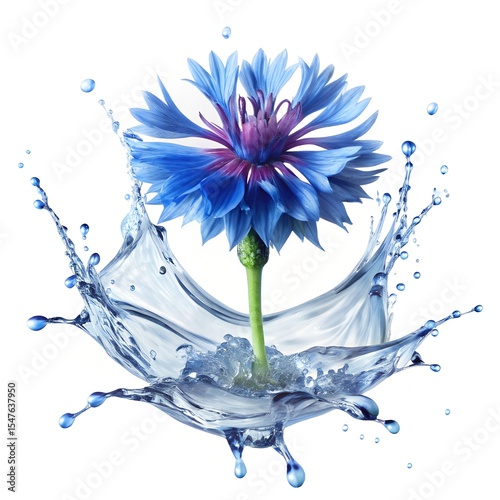 Cornflower Water Splash Flower Photo photo