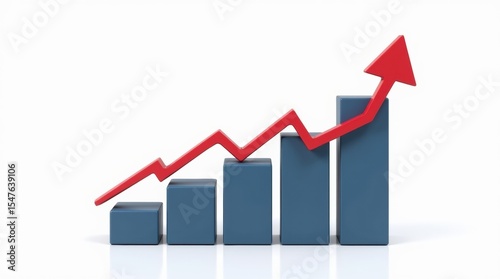 Dark blue bars increase steadily with a bold red upward arrow, symbolizing business growth, progress, and success, on a white background. Free Download Dark blue bars increase steadily with a bold red upward arrow, symbolizing business growth, progress, and success, on a white background. - GFXLoad