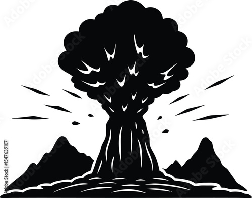 Geyser Eruption Nature Steam Scene Silhouette | Hot Geyser Blasting in Wild Terrain