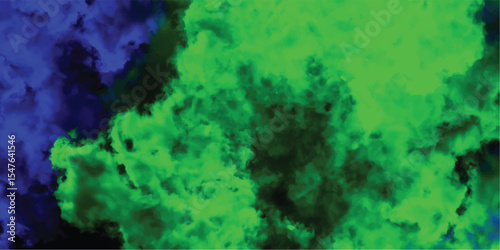 Abstract watercolor background featuring vivid blue and green swirls with a cloudy atmospheric effect perfect for graphic design uses