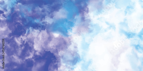 Abstract watercolor texture in shades of blue and purple creating an artistic cloudscape for backgrounds and designs