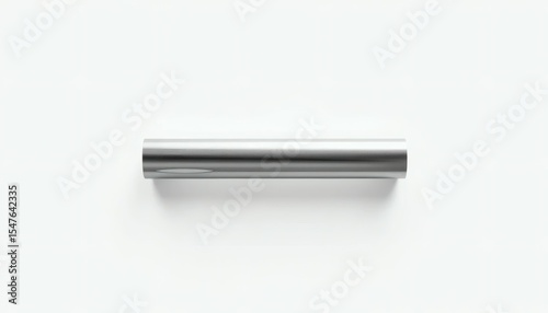 Silver Cylinder on White Background Studio Shot of a Modern Design Object