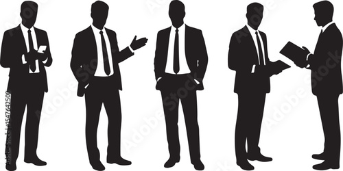 Silhouettes of Business Professionals in a Discussion Scene