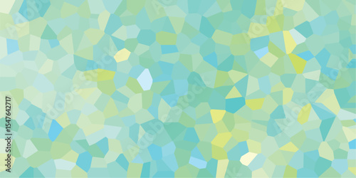 Pastel mosaic design featuring various irregular shapes in shades of blue green and yellow with an artistic textured appearance ideal for decorative elements.
