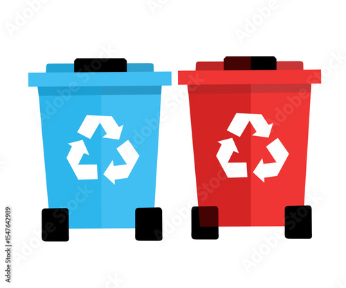 Recycling Bins Vector - Waste Sorting & Eco-Friendly Management