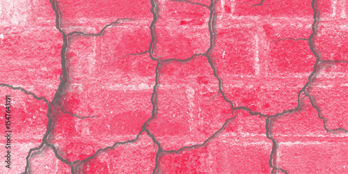 Textured red brick wall with visible cracks and grunge appearance illustrating decay and damage abstract background