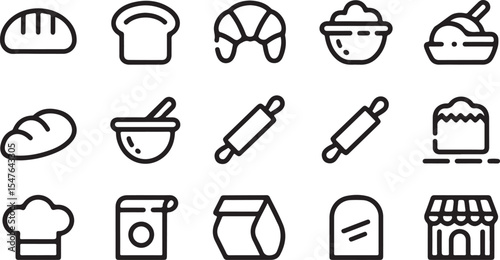 Decorative Baking and Sweet Treat Icons in Vector Line Style