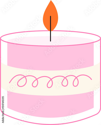 Colorful Candle Illustration. Cute Cartoon Candle Variation with Pattern and Vibrant Color, Transparent Background