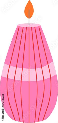 Colorful Candle Illustration. Cute Cartoon Candle Variation with Pattern and Vibrant Color, Transparent Background