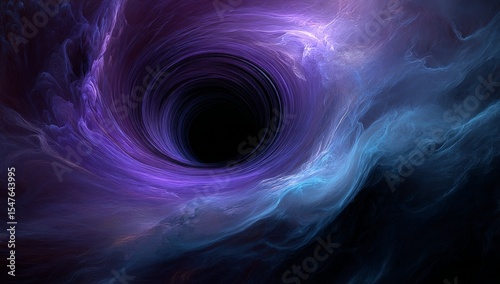 Cosmic Black Hole Nebula: Purple and Blue Swirl in Deep Space