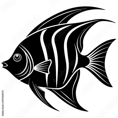 Tropical angelfish swimming in the ocean isolated on white background