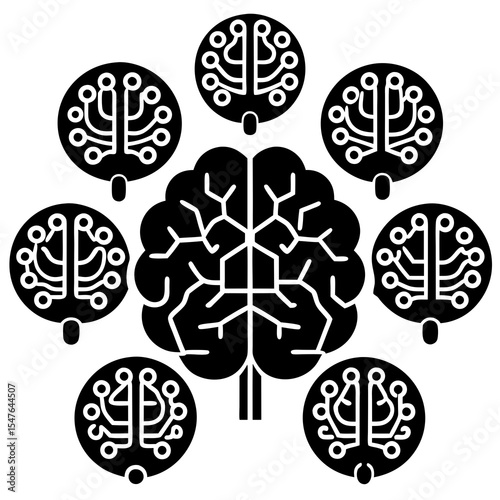 Artificial intelligence brain with neural network connections concept