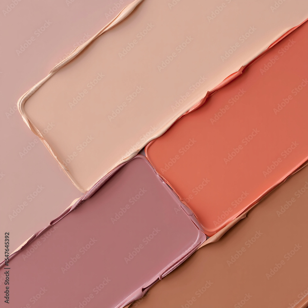 Fototapeta premium Abstract makeup swatches beige peach pink brown shades